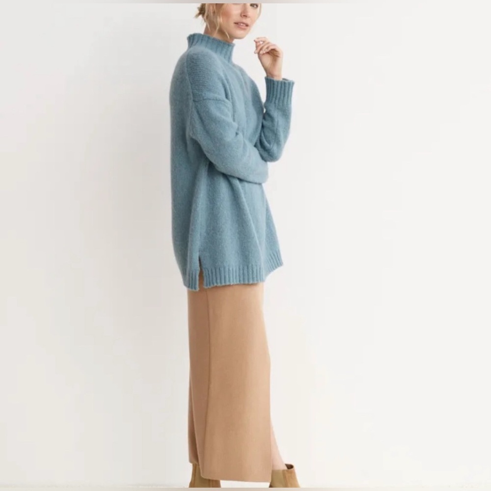 Jenni Kayne Alpaca Mockneck Pullover in Vintage Blue - Picture 3 of 11